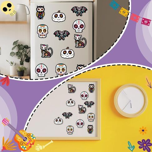 Haooryx DIY Day of the Dead Magnet Craft Kit - 30 مجموعة Make Di De De Los Muertos Sugar Skull Decoration Craft Halloween Mexican Party Party Supply Kid Art Project Decor in Saudi Arabia
