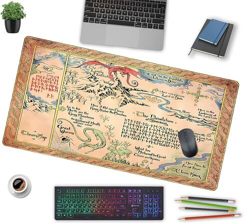 Maps Desk Mat Vintage Yellow Desk Pad Large Gaming Mouse Pads, Painting Keyboard Mouse Pad Mat XXL Laptop Computer Mat, Extended Desktop Pad Gaming Mats for Home/Office Art Decor 31.5x15.7 in in Saudi Arabia