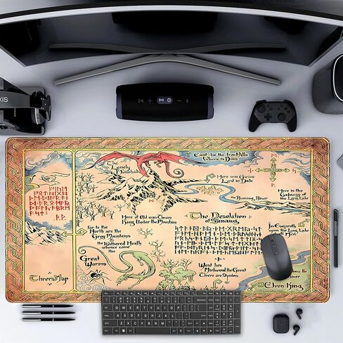 Maps Desk Mat Vintage Yellow Desk Pad Large Gaming Mouse Pads, Painting Keyboard Mouse Pad Mat XXL Laptop Computer Mat, Extended Desktop Pad Gaming Mats for Home/Office Art Decor 31.5x15.7 in in Saudi Arabia