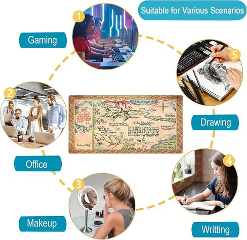 Maps Desk Mat Vintage Yellow Desk Pad Large Gaming Mouse Pads, Painting Keyboard Mouse Pad Mat XXL Laptop Computer Mat, Extended Desktop Pad Gaming Mats for Home/Office Art Decor 31.5x15.7 in in Saudi Arabia