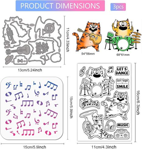 Globleland Space Comic Cats Clear Silicone Stamp Metal Cartoon Cat Rockets Cutting Die Cuts Milky Way Bessing Paint Craft Stencils for Card Scrapbooking Craft Diy in Saudi Arabia