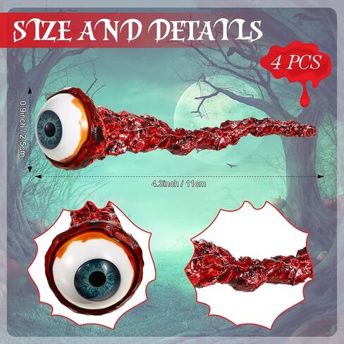 Tarpop 4 Pcs Ripped Out Eyeball Props Horror Movie Prop Quality Realistic Bloody Simulation Eyeballs for Halloween Horror Scary Decorations in Saudi Arabia