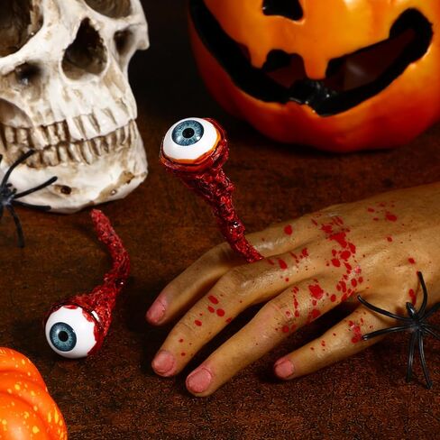 Tarpop 4 Pcs Ripped Out Eyeball Props Horror Movie Prop Quality Realistic Bloody Simulation Eyeballs for Halloween Horror Scary Decorations in Saudi Arabia