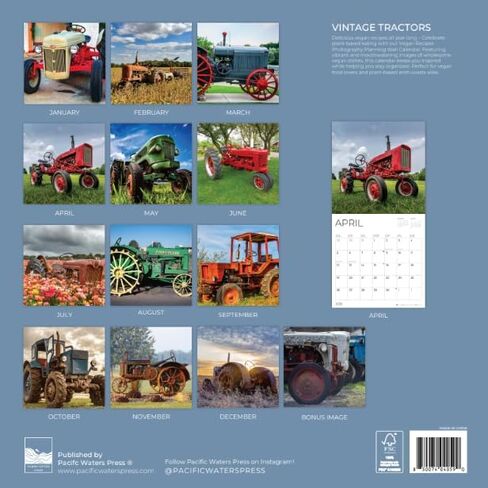 Vintage Tractors 2026 Wall Calendar | 12" x 24" Open | Farm Photography Thick & Sturdy Paper for Organizing & Planning | Office Kitchen Decor or Gift | Pacific Waters Press in Saudi Arabia