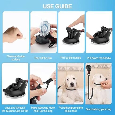 Dog Bath Tether With Heavy Suction Cup,Dog Grooming Tub Restraint Leash With Adjustable Collar,Dog Grooming Loop,For Pet Dog Cat Shower And Grooming in Kuwait