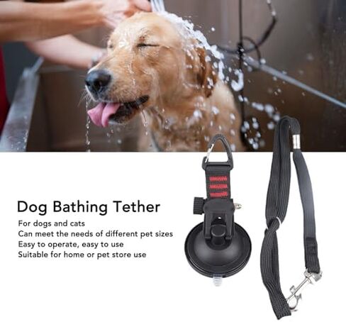 Dog Bath Tether With Heavy Suction Cup,Dog Grooming Tub Restraint Leash With Adjustable Collar,Dog Grooming Loop,For Pet Dog Cat Shower And Grooming in Kuwait