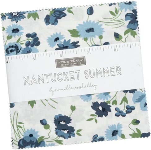 Moda Fabrics Nantucket Summer Charm Pack by Camille Roskelley ؛ 42-5 بوصة مربعات لحاف النسيج مسبق ، متنوعة (55260pp) in Saudi Arabia