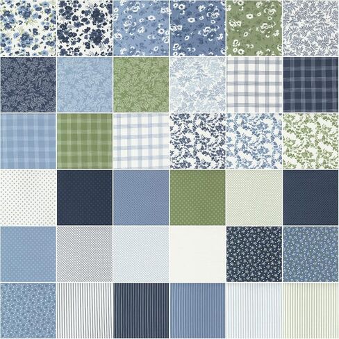 Moda Fabrics Nantucket Summer Charm Pack by Camille Roskelley ؛ 42-5 بوصة مربعات لحاف النسيج مسبق ، متنوعة (55260pp) in Saudi Arabia