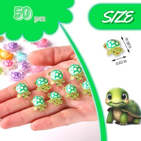 70PCS Luminous Mini Resin Turtles, Resin Animals, Mini Turtles, Marine Craft Decoration, Suitable for Decoration of Gardens, Parties, Miniature Landscapes (10 Colors) in Saudi Arabia
