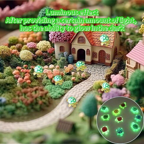 70PCS Luminous Mini Resin Turtles, Resin Animals, Mini Turtles, Marine Craft Decoration, Suitable for Decoration of Gardens, Parties, Miniature Landscapes (10 Colors) in Saudi Arabia