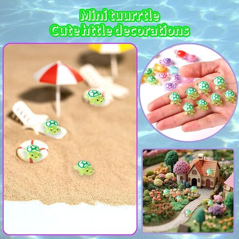70PCS Luminous Mini Resin Turtles, Resin Animals, Mini Turtles, Marine Craft Decoration, Suitable for Decoration of Gardens, Parties, Miniature Landscapes (10 Colors) in Saudi Arabia