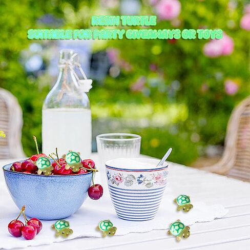 70PCS Luminous Mini Resin Turtles, Resin Animals, Mini Turtles, Marine Craft Decoration, Suitable for Decoration of Gardens, Parties, Miniature Landscapes (10 Colors) in Saudi Arabia