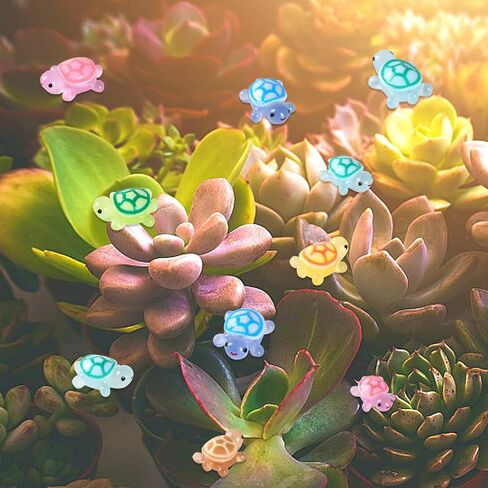 70PCS Luminous Mini Resin Turtles, Resin Animals, Mini Turtles, Marine Craft Decoration, Suitable for Decoration of Gardens, Parties, Miniature Landscapes (10 Colors) in Kuwait