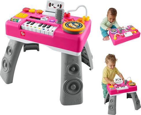 لعبة Fisher-Price Baby & Toddler Toy Toy Laugh وتعلم النشاط الموسيقي لمطاولة DJ للعب التعليمي ، Pink Infants تتراوح أعمارهم بين 6 أشهر in Kuwait