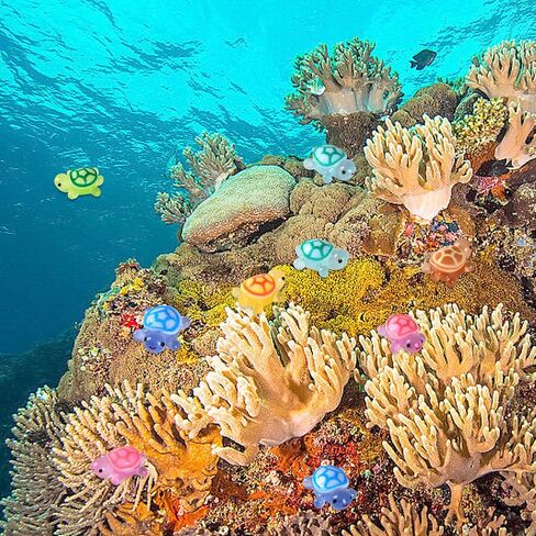 70PCS Luminous Mini Resin Turtles, Resin Animals, Mini Turtles, Marine Craft Decoration, Suitable for Decoration of Gardens, Parties, Miniature Landscapes (10 Colors) in Kuwait