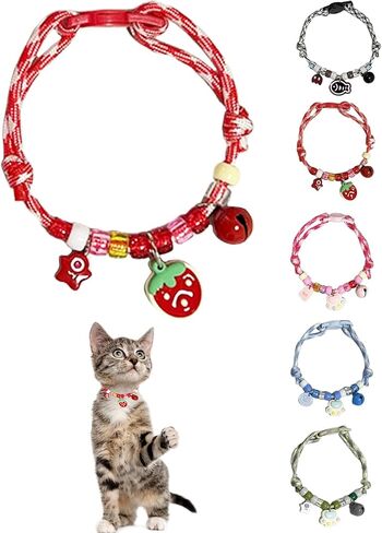 GoldTiger Cat Collar with Bow Tie, Cute Pearl Cat Collar with Breakaway, Suitable for Medium to Small Cats, Adjustable Size 7.87~11.81 Inches (Pink) in Saudi Arabia