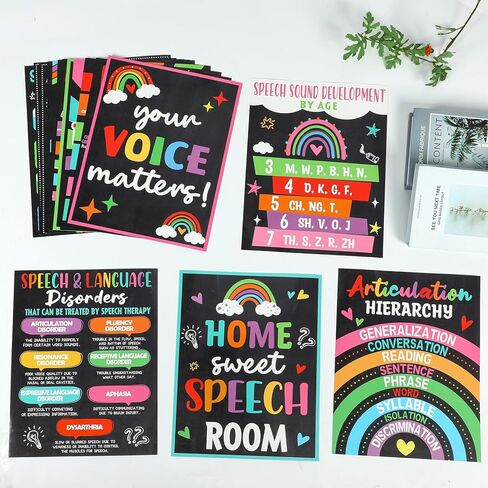 Yiaoyinnz 16Pcs Speech Therapy Posters for Classroom Decorations Chalkboard Language Pathologist Bulletin Board Decorations Speech Therapy Wall Decor for Classroom School Office Art Print 11 x 14 Inch in Saudi Arabia