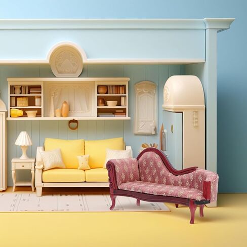 Operitacx 1:12 Scale Miniature Dollhouse Living Room Settee Vintage Style Upholstered Couch Dollhouse Accessory in Saudi Arabia