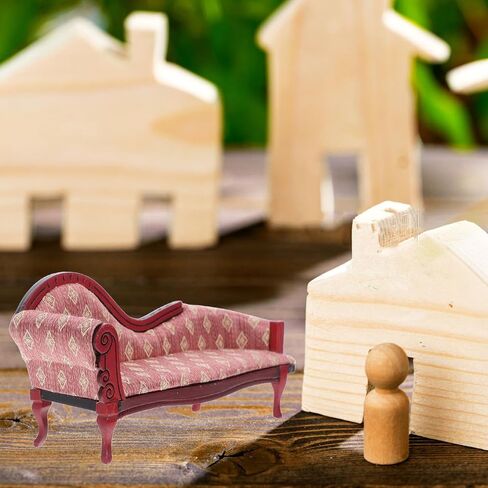 Operitacx 1:12 Scale Miniature Dollhouse Living Room Settee Vintage Style Upholstered Couch Dollhouse Accessory in Saudi Arabia