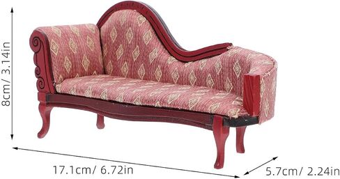 Operitacx 1:12 Scale Miniature Dollhouse Living Room Settee Vintage Style Upholstered Couch Dollhouse Accessory in Saudi Arabia
