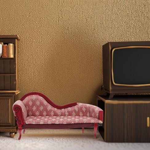 Operitacx 1:12 Scale Miniature Dollhouse Living Room Settee Vintage Style Upholstered Couch Dollhouse Accessory in Saudi Arabia