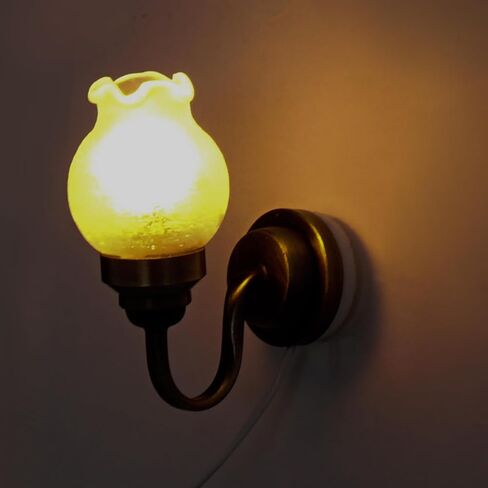 Waldosia 1:12 Scale Miniature 12V Tulip Wall Sconce – Wired Dollhouse Light Fixture for Classic Mini Rooms in Saudi Arabia