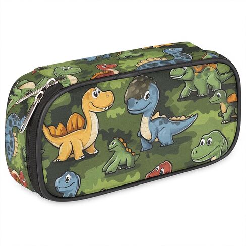 Dinosaur Pencil Case for Kids,Cute Zippered Pouch for School Supplies, Durable Fabric Pencil Box for Boys Girls, Perfect for Pens Markers Crayons in Saudi Arabia