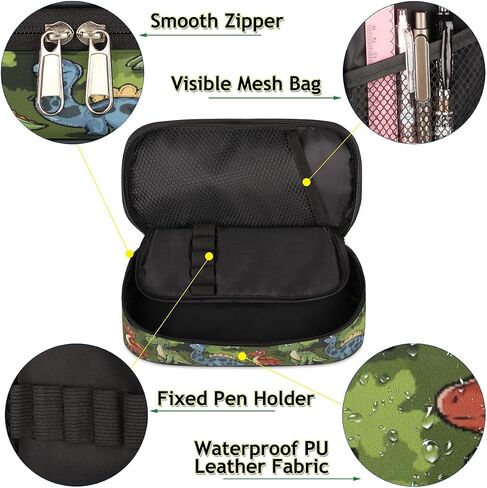 Dinosaur Pencil Case for Kids,Cute Zippered Pouch for School Supplies, Durable Fabric Pencil Box for Boys Girls, Perfect for Pens Markers Crayons in Saudi Arabia