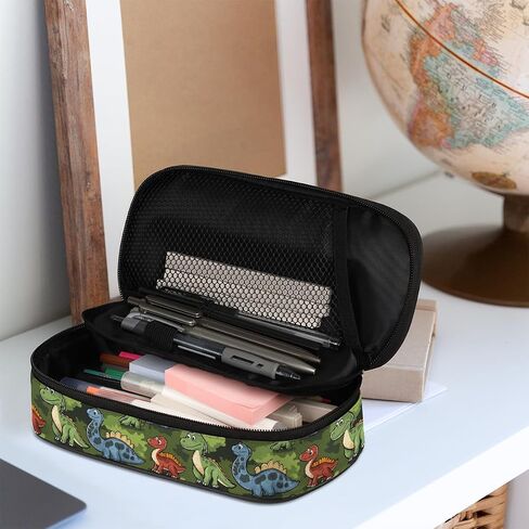 Dinosaur Pencil Case for Kids,Cute Zippered Pouch for School Supplies, Durable Fabric Pencil Box for Boys Girls, Perfect for Pens Markers Crayons in Saudi Arabia
