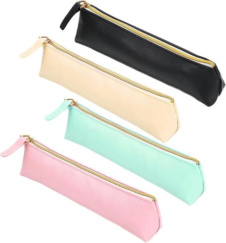 4 PCS Limstick Pouch ، Pu Leather Tiny Makeup Lipstick Bag مع سحاب ، حقيبة فرشاة مكياج محمولة لمكياج الفرش ، مستحضرات التجميل ، أحمر الشفاه ، القلم ، القلم الرصاص ، عملة معدنية (أسود بيج وردي أخضر) in Saudi Arabia