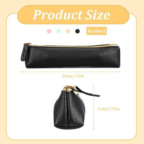 4 PCS Limstick Pouch ، Pu Leather Tiny Makeup Lipstick Bag مع سحاب ، حقيبة فرشاة مكياج محمولة لمكياج الفرش ، مستحضرات التجميل ، أحمر الشفاه ، القلم ، القلم الرصاص ، عملة معدنية (أسود بيج وردي أخضر) in Saudi Arabia