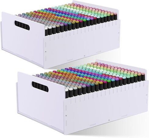 Marker Pen منظم الحامل ، رف تخزين علامات الفن لأقلام أقلام ملونة فرش قابلة للتعديل تخزين الفنون الحرفية للتزويد لمنظم المكتب (204 فتحات) in Kuwait