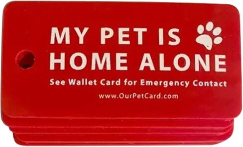 1Pc Red Pets are Home Alone Alert Key Tags Keychain Contact Writable Pet Wallet Key Keychain in Saudi Arabia