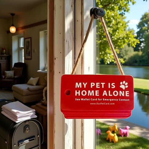 1Pc Red Pets are Home Alone Alert Key Tags Keychain Contact Writable Pet Wallet Key Keychain in Saudi Arabia