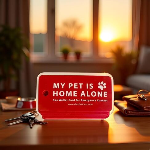 1Pc Red Pets are Home Alone Alert Key Tags Keychain Contact Writable Pet Wallet Key Keychain in Saudi Arabia
