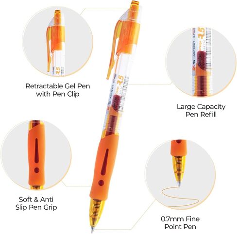M & G 8 PCS ALS Multicolor Gel Als ، 0.7 مم أقل من أقلام السحب من أقلام السحب ، وأقلام حبر الهلام الجاف السري in Saudi Arabia