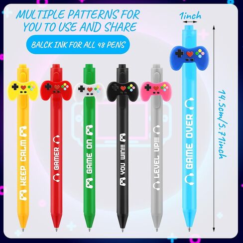 48 Pcs Video Pens Video Novelty Gel Ink Pens Gamer Party Favors Gaming Birthday Party Favors Gifts Video Party Favors Goodie Bag Stuffers in Saudi Arabia