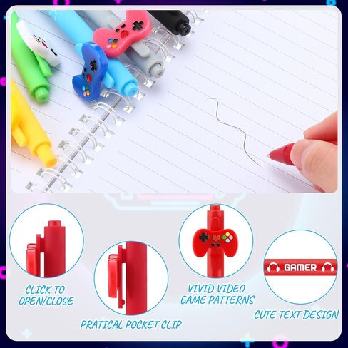 48 Pcs Video Pens Video Novelty Gel Ink Pens Gamer Party Favors Gaming Birthday Party Favors Gifts Video Party Favors Goodie Bag Stuffers in Saudi Arabia