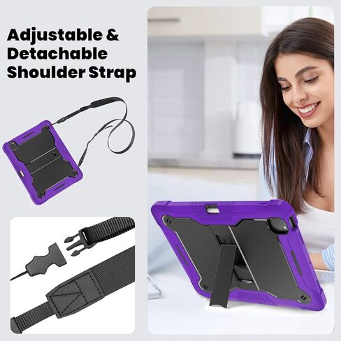 FS FANSONG Samsung Galaxy Tab A8 10.5 Inch Case 2022,SM-X200/X205/X207 Tablet Cover with Screen Protector Pencil Holder 360 Degree Rotating Kickstand and Shoulder Strap Black in Kuwait