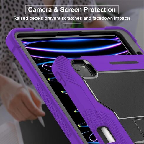 FS FANSONG Samsung Galaxy Tab A8 10.5 Inch Case 2022,SM-X200/X205/X207 Tablet Cover with Screen Protector Pencil Holder 360 Degree Rotating Kickstand and Shoulder Strap Black in Kuwait