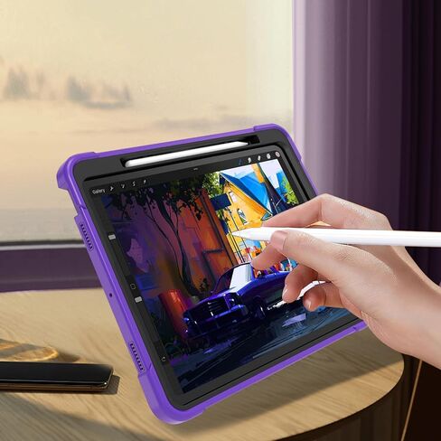 FS FANSONG Samsung Galaxy Tab A8 10.5 Inch Case 2022,SM-X200/X205/X207 Tablet Cover with Screen Protector Pencil Holder 360 Degree Rotating Kickstand and Shoulder Strap Black in Kuwait