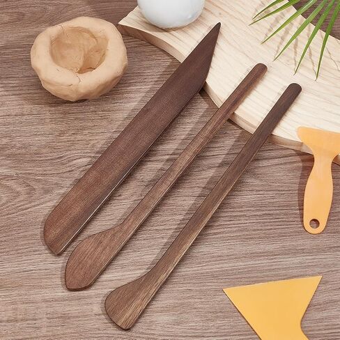 Benecreat 3pcs أداة نمذجة نحت الطين الخشبي ، أداة نحت الطين الخشبية ، أداة نمذجة عجينة الفخار البوليمري لصابون السيراميك. in Saudi Arabia