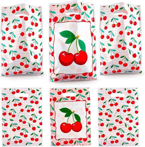 30 PCS Cherry Party Gift Bags,Vibrant Plastic Berry Candy Treat Bags for Fruit Themed Birthday Parties, Baby Showers & Weddings Perfect Favor Bags for Fruit Celebrations in Saudi Arabia