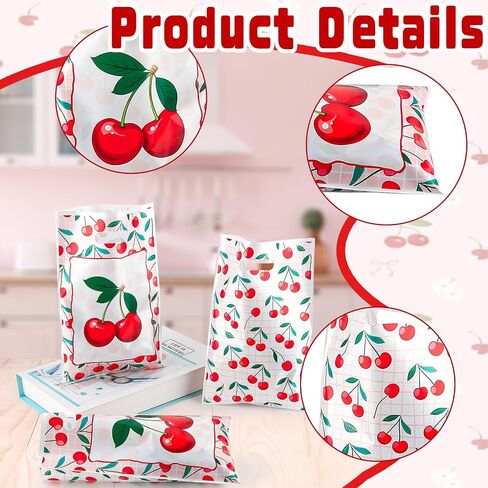 30 PCS Cherry Party Gift Bags,Vibrant Plastic Berry Candy Treat Bags for Fruit Themed Birthday Parties, Baby Showers & Weddings Perfect Favor Bags for Fruit Celebrations in Saudi Arabia