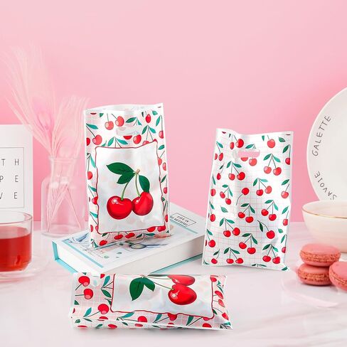 30 PCS Cherry Party Gift Bags,Vibrant Plastic Berry Candy Treat Bags for Fruit Themed Birthday Parties, Baby Showers & Weddings Perfect Favor Bags for Fruit Celebrations in Saudi Arabia