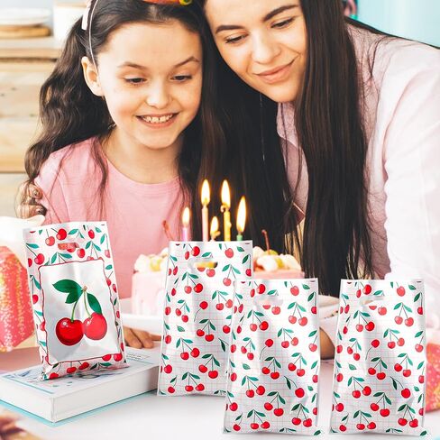 30 PCS Cherry Party Gift Bags,Vibrant Plastic Berry Candy Treat Bags for Fruit Themed Birthday Parties, Baby Showers & Weddings Perfect Favor Bags for Fruit Celebrations in Saudi Arabia