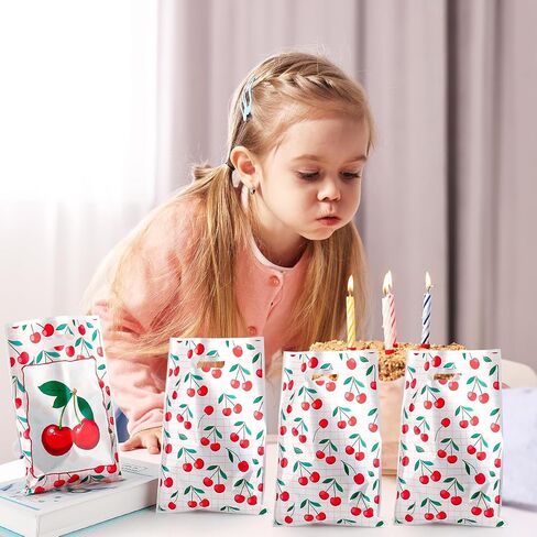 30 PCS Cherry Party Gift Bags,Vibrant Plastic Berry Candy Treat Bags for Fruit Themed Birthday Parties, Baby Showers & Weddings Perfect Favor Bags for Fruit Celebrations in Saudi Arabia