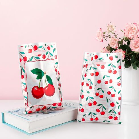 30 PCS Cherry Party Gift Bags,Vibrant Plastic Berry Candy Treat Bags for Fruit Themed Birthday Parties, Baby Showers & Weddings Perfect Favor Bags for Fruit Celebrations in Saudi Arabia