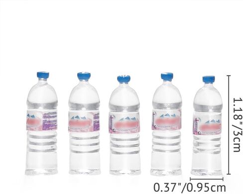 Odoria 1/12 زجاجات مياه بلاستيكية مصغرة 5pcs ملحقات الديكور دمية in Saudi Arabia