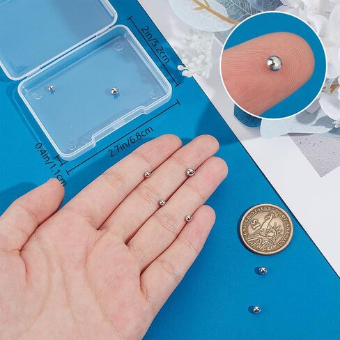 Beebeecraft 3~4mm Screw Ball Backings 925 Sterling Silver Round Ball Earring Stoppers Post Studs for Earring Piercing Supply Findings in Saudi Arabia